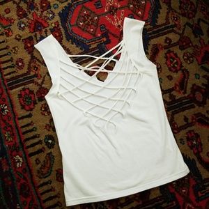 H&M stretch cotton white tank, US 8